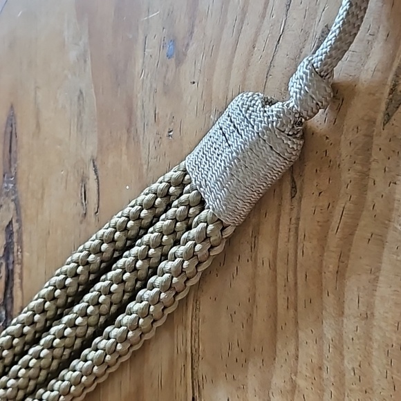 Gorgeous unique braided cord tan and gold tapestry brooch tie waist belt OS - Picture 4 of 8